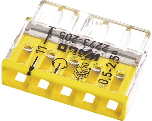 Borne de raccordement Bornes à enfichage Wago 0,5 transparent jaune 100 pièces Borne de raccordement Wago pour câbles électriques
