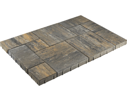 Dalle de terrasse en béton Bella Deluxe pose romaine calcaire coquillier avec chanfrein 120x80x5 cm set = 0,96 m² Pavés imbriqués en béton