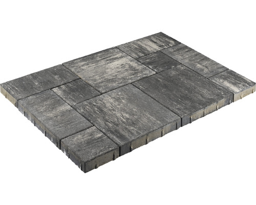 Dalle de terrasse en béton Bella Deluxe pose romaine mélange anthracite avec chanfrein 120x80x5 cm set = 0,96 m² Pavés autobloquants en béton