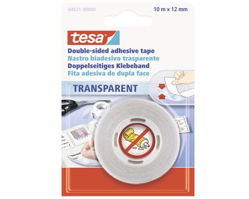 Ruban adhésif double face tesa® transparent 10 m x 12 mm Ruban adhésif double face Tesa, 10 mètres x 12 millimètres