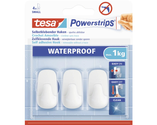 tesa® Powerstrips Waterproof Haken Small oval weiss