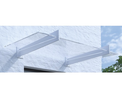 ARON Vordach Pultform Lyon VSG 150x107,5 cm weiss ohne Wandanschlussprofil