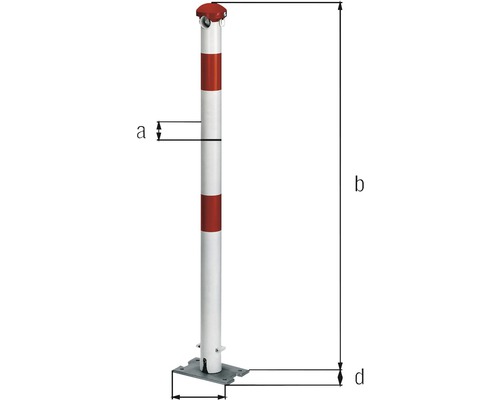Dimensions d''une borne de sécurité rouge et blanche
