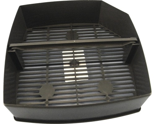 Litière pour chat en plastique noir avec grille