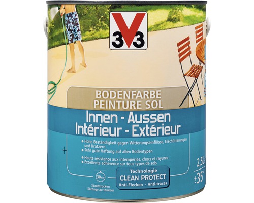 V33 Bodenfarbe für Innen- und Aussenbereiche, 2,5 Liter Dose