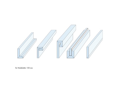 Verschiedene Türrahmenprofile für Türblatt 150 Millimeter