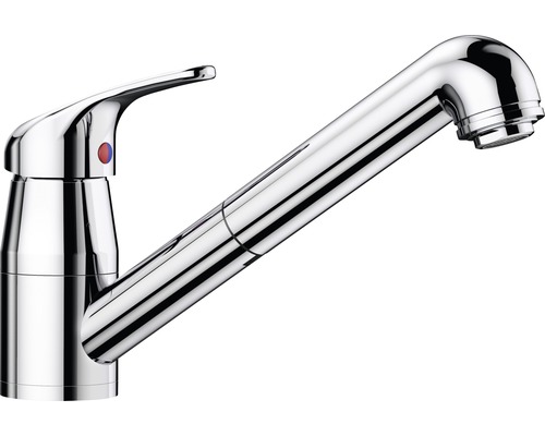 Robinetterie de cuisine haute pression devant fenêtre Blanco DARAS-S-F chrome galvanisé 521752