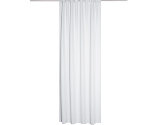 Rideau avec galon fronceur Blacky blanc 135 x 245 cm difficilement inflammable Panneau décoratif blanc avec système d''accrochage à plis fronceurs