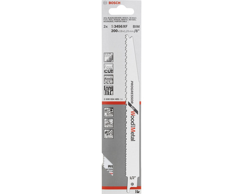 Jeu de lames de scie sabre Bosch S 3456 XF BIM, 200x19x1,25 millimètres