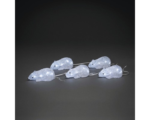 LED Acryl Mäuse Konstsmide 5er-Set kaltweiss
