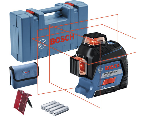 Bosch Professional Laser à lignes GLL 3-80 avec 4 piles (AA) et cible laser dans coffret