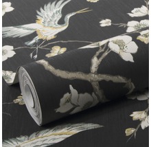 Tapetenrolle mit Kranich- und Blütenmuster