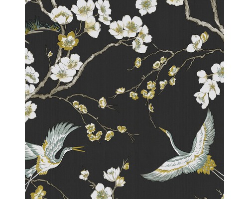 Tapete mit Kranich und Kirschblütenmuster