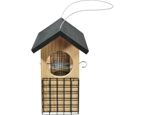 Vogelhaus mit Futtersilo und Futterkorb zum Aufhängen