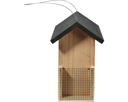 Vogelhaus aus Holz mit Metalldrahtgitter