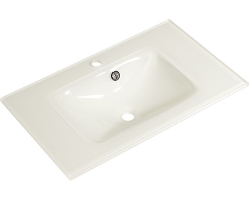 Vasque pour meuble Pelipal Quickset 328 74,5 x 45 cm blanc brillant 980.787430 Vasque en céramique avec trou de robinet et trop-plein