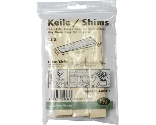 Keile aus Fichtenholz, 12er Packung