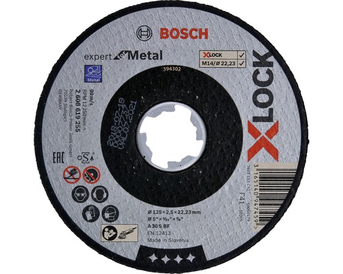 Bosch Disque à tronçonner Ø 125x22,23x2,5 mm Expert for Metal, fixation X-LOCK Disque à tronçonner Bosch Expert Metal, diamètre 125 millimètres