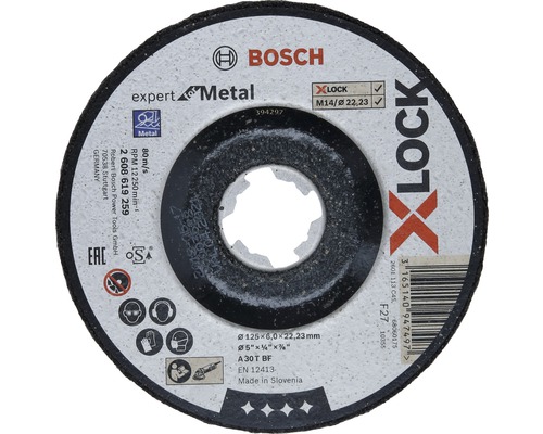 Bosch Disque à ébarber Ø 125x22,23x6 mm Expert for Metal, fixation X-LOCK