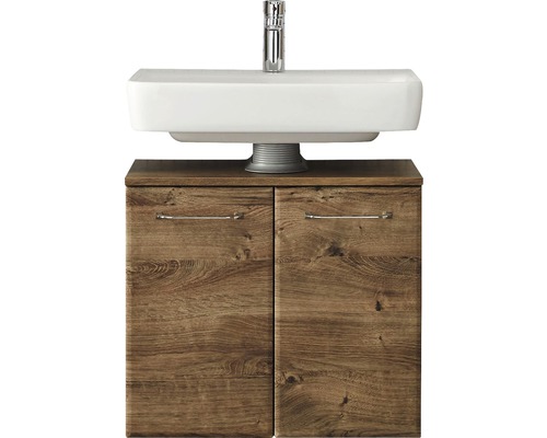 Waschbeckenunterschrank Pelipal BxHxT 60x53x33 cm Frontfarbe filo rustico Waschbecken mit Unterschrank und zwei Holztüren