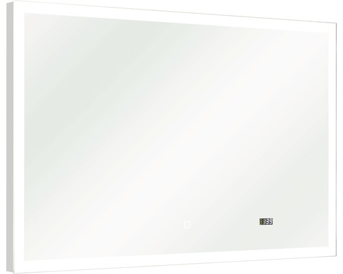Miroir de salle de bains à LED avec horloge Pelipal Filo Rustico 70x110 cm IP44 Miroir rectangulaire avec éclairage LED et affichage numérique