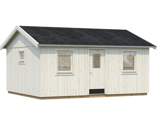 Abri de jardin en bois avec fenêtres et porte