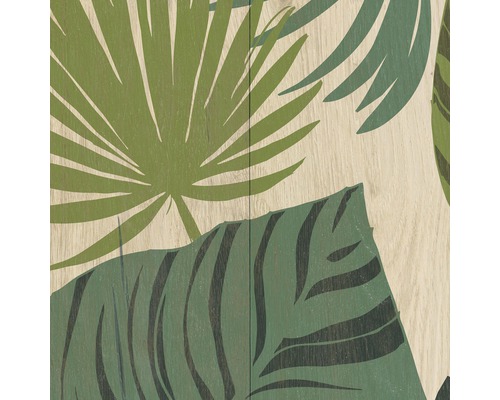 Panneau en plastique élément aspect 3D Jungle Wood 2600 x 375 x 8 mm Panneau décoratif avec motif de feuilles tropicales
