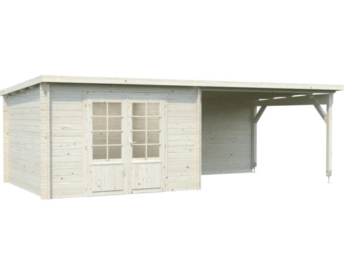 Abri de jardin en bois avec porte double et auvent