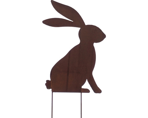 Tige décorative Lafiora lapin h 55 cm métal marron rouge