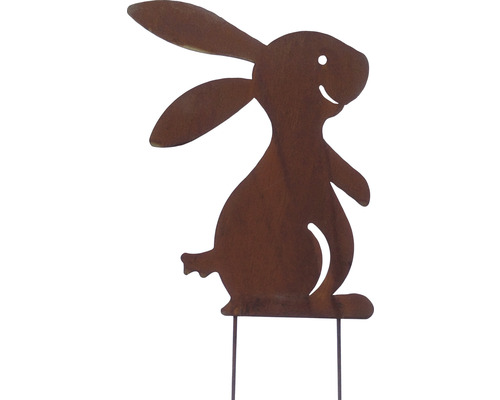 Tige décorative Lafiora lapin h 55 cm métal marron rouge