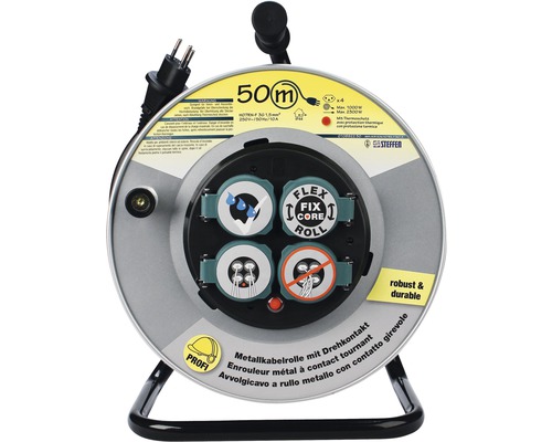 Metallkabeltrommel mit 50 Meter Kabellänge