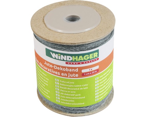 Windhager Jute Dekoband, 1 Zentimeter mal 20 Meter, auf einer Rolle
