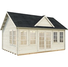 Maison de jardin en bois avec fenêtres et porte double