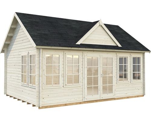 Maison de jardin en bois avec fenêtres et porte double