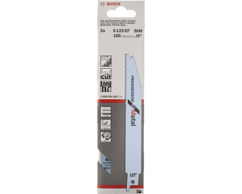 Bosch S123XF BIM Säbelsägeblatt für Metall, 150 Millimeter, 2er-Pack