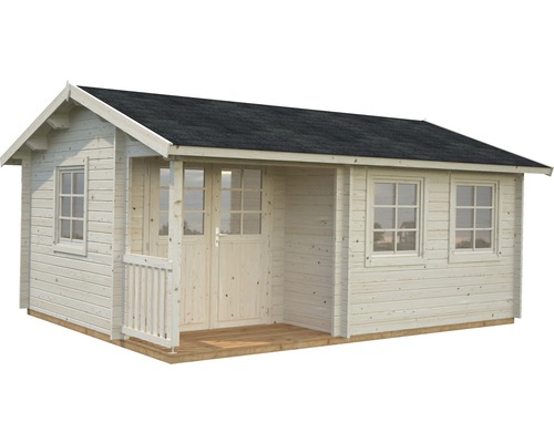 Abri de jardin en bois avec fenêtres et porte