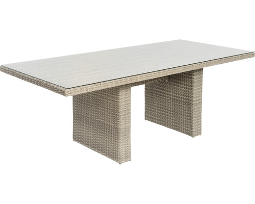 Gartentisch mit Glasplatte und Rattanoptik
