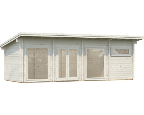 Abri de jardin en bois avec fenêtres et porte double