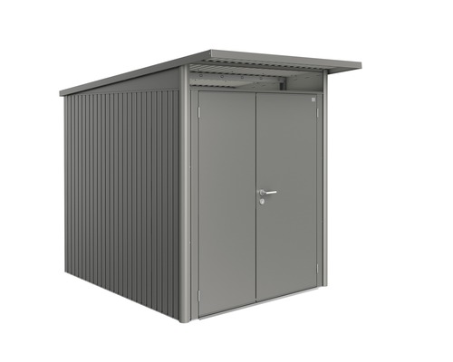 Abri de jardin biohort AvantGarde porte double T. A1 avec étagère et porte-outils 180 x 220 cm gris quartz-métallique