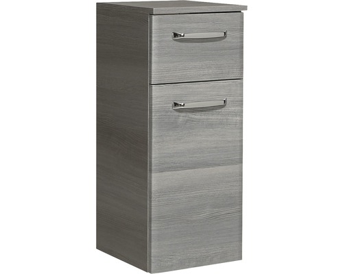 Meuble bas Pelipal Alika largeur 30 cm graphite à structure transversale démonté Armoire haute avec deux tiroirs pour la salle de bain