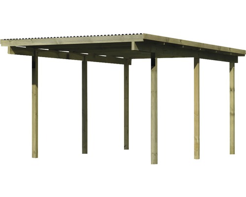 Carport en bois avec revêtement de toit en métal