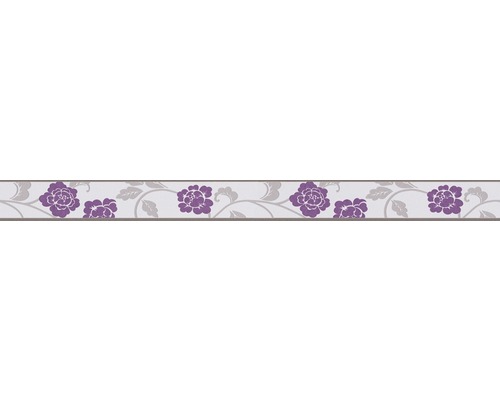 Frise autocollante 2820-26 Only Borders 9 Fleurs violet gris blanc 5 m x 5 cm