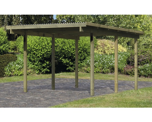 Einzelcarport Karibu Eco 1A PVC Platten ohne Beschläge, 268x387 cm kesseldruckimprägniert