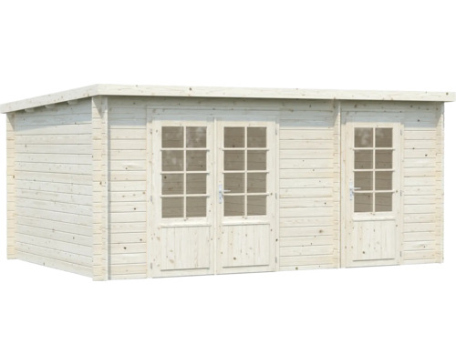 Abri de jardin en bois avec portes fenêtrées