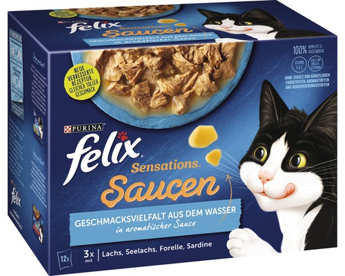 FELIX Nourriture pour chats humide Sensations Sauces Eau Multipack 12x85 g