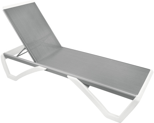 Chaise longue chaise longue de jardin Garden Place Elena empilable réglable sur 5 niveaux plastique tissu textile gris blanc