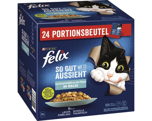 Felix Katzenfutter nass SGWEA Wasser Multipack 1 Pack 24x85 g Felix So gut wie es aussieht Katzennahrung im 24er Pack