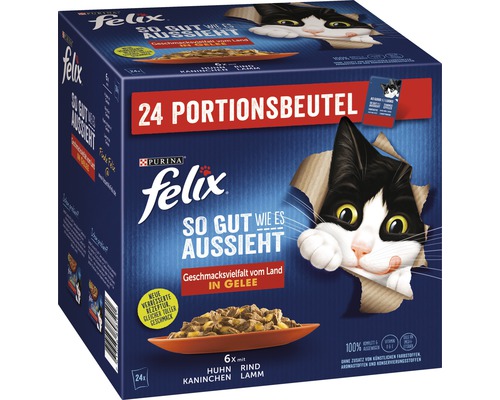 Felix Katzenfutter nass SGWEA Land Multipack 24x85 g Felix Katzenfutter im 24er Portionsbeutelpack