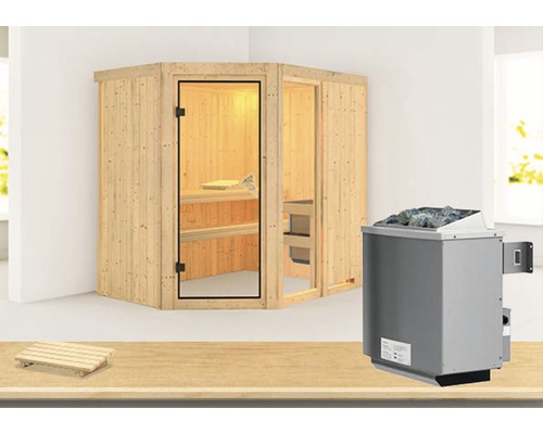 Sauna modulaire Karibu Siona 1 avec poêle 9 kW et commande intégrée, sans couronne