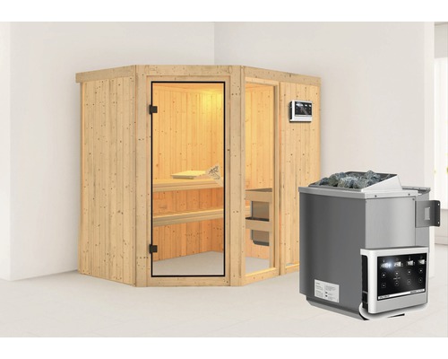 Sauna modulaire Karibu Siona 1 avec poêle Bio 9 kW et commande extérieure, sans couronne